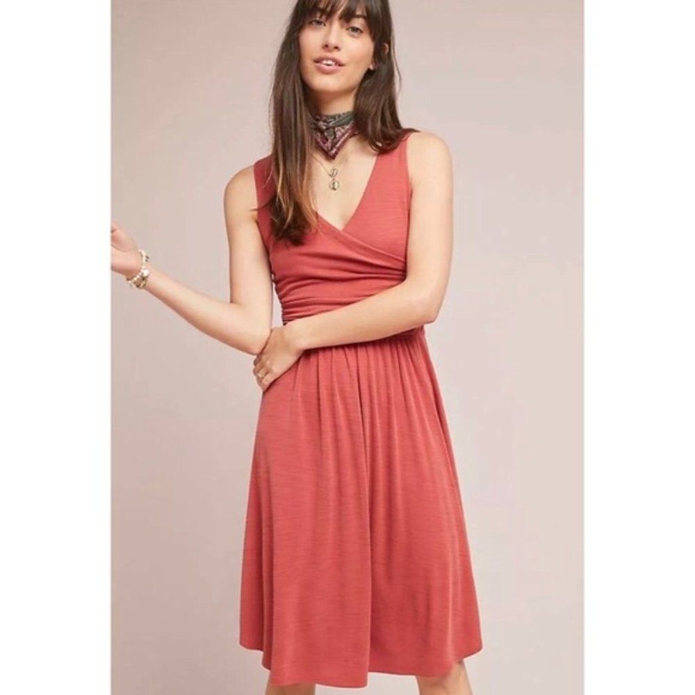 NWT Anthropologie Maeve Nora Textured Dress in Coral, Extra Small